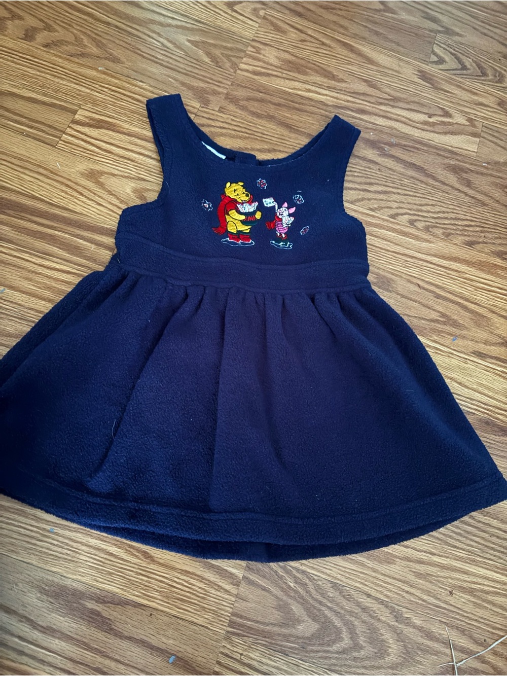 Vintage 2t Navy Winnie the Pooh Fleece Dress for Kids Y2K